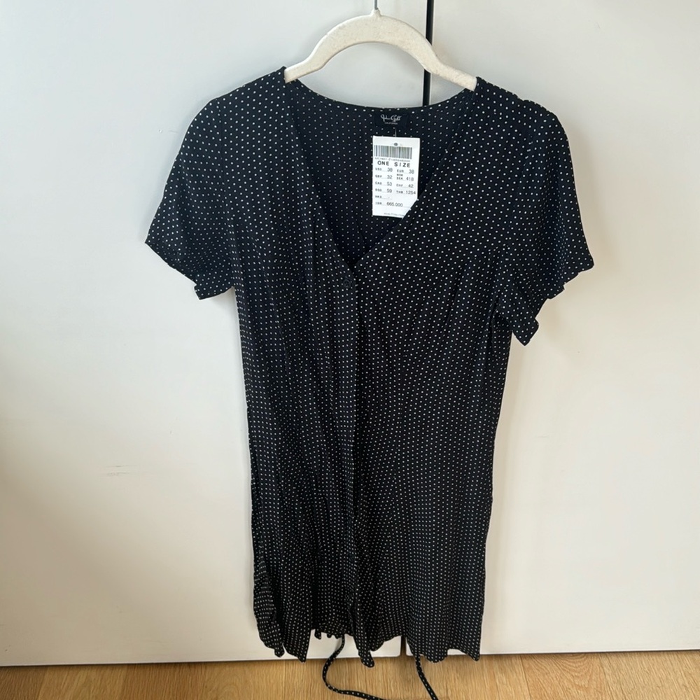 Brandy Melville black polka dot tie dress